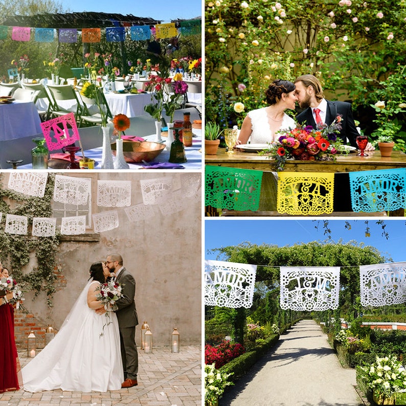 Personalized Papel Picado Banners Amor Flags Personalized Flags image 5