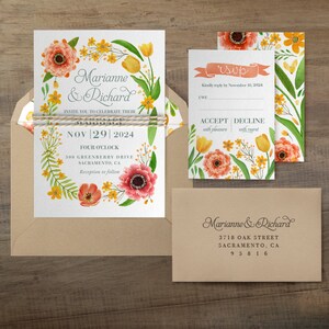 Bouquet Invitaciones de boda + tarjetas RSVP / Invitaciones de boda temáticas mexicanas / Fiesta mexicana / Invitaciones de boda florales