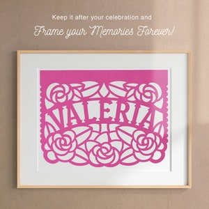 Personalized Floral Papel Picado for Mexican Theme Weddings, Quinceañera, Bridal Showers, Baby Shower and Fiestas