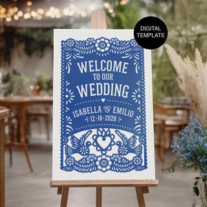Papel Picado Welcome Sign Digital Template | Welcome Sign Template | Printable Editable Mexican Wedding Welcome Sign