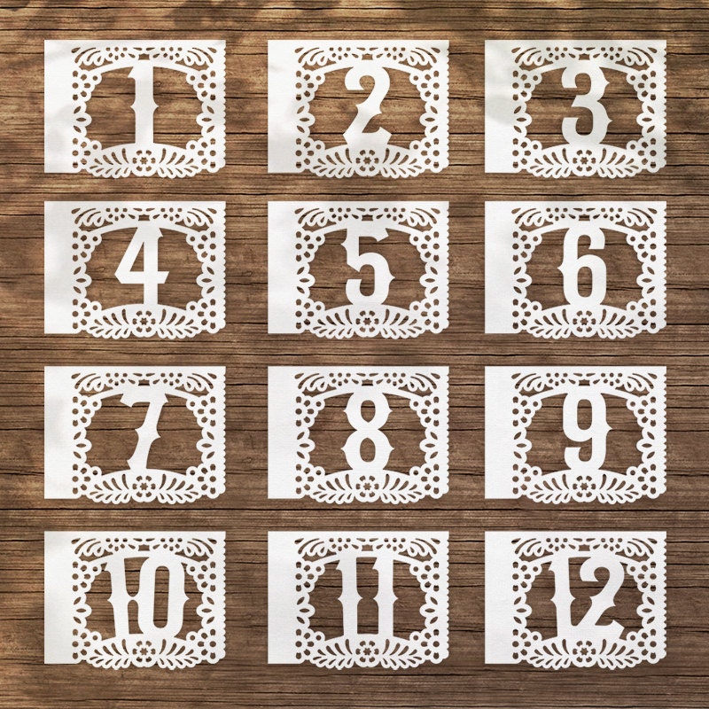 Papel Picado Table Number Flags Papel Picado Suite - Etsy