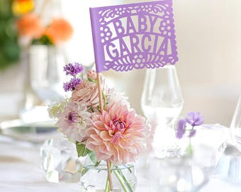 Personalized Cielito Lindo Décor for Baby Shower | Custom Papel Picado Baby Fiesta Flags| Mexican Baby Shower Hermoso Cariño Centerpiece