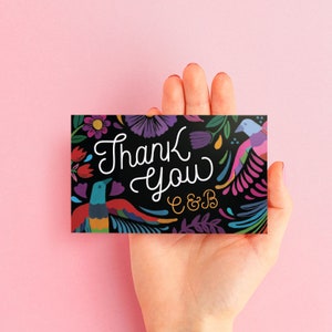 Coloridas Tarjetas de Agradecimiento Mexicanas con Arte Otomi | Tarjetas de Agradecimiento | Para Fiestas y Bodas de Temática Mexicana