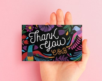 Colorful Mexican Thank You Cards with Otomi Pattern | Personalized Thank You Cards | Thank You Cards for Destination Mexican Theme Weddings