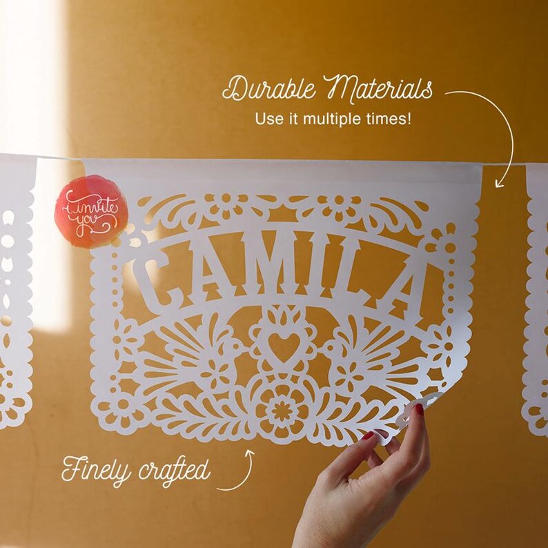 Personalized Papel Picado for Baptisms and Mexican Bautizo Celebrations