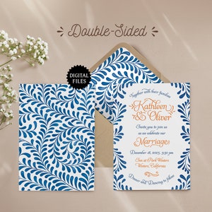 Personalized Talavera Wedding Invitations | Printable Wedding Invitations | Double-sided Wedding Invitations for Mexican Theme Weddings