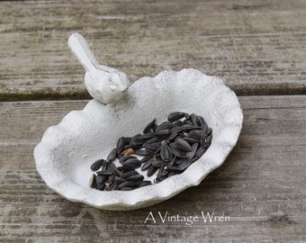 Cast Iron bird feeder / cast iron bird soap dish / cast iron jewelry dish / rustic succulent garden planter / farmhouse bird feeder