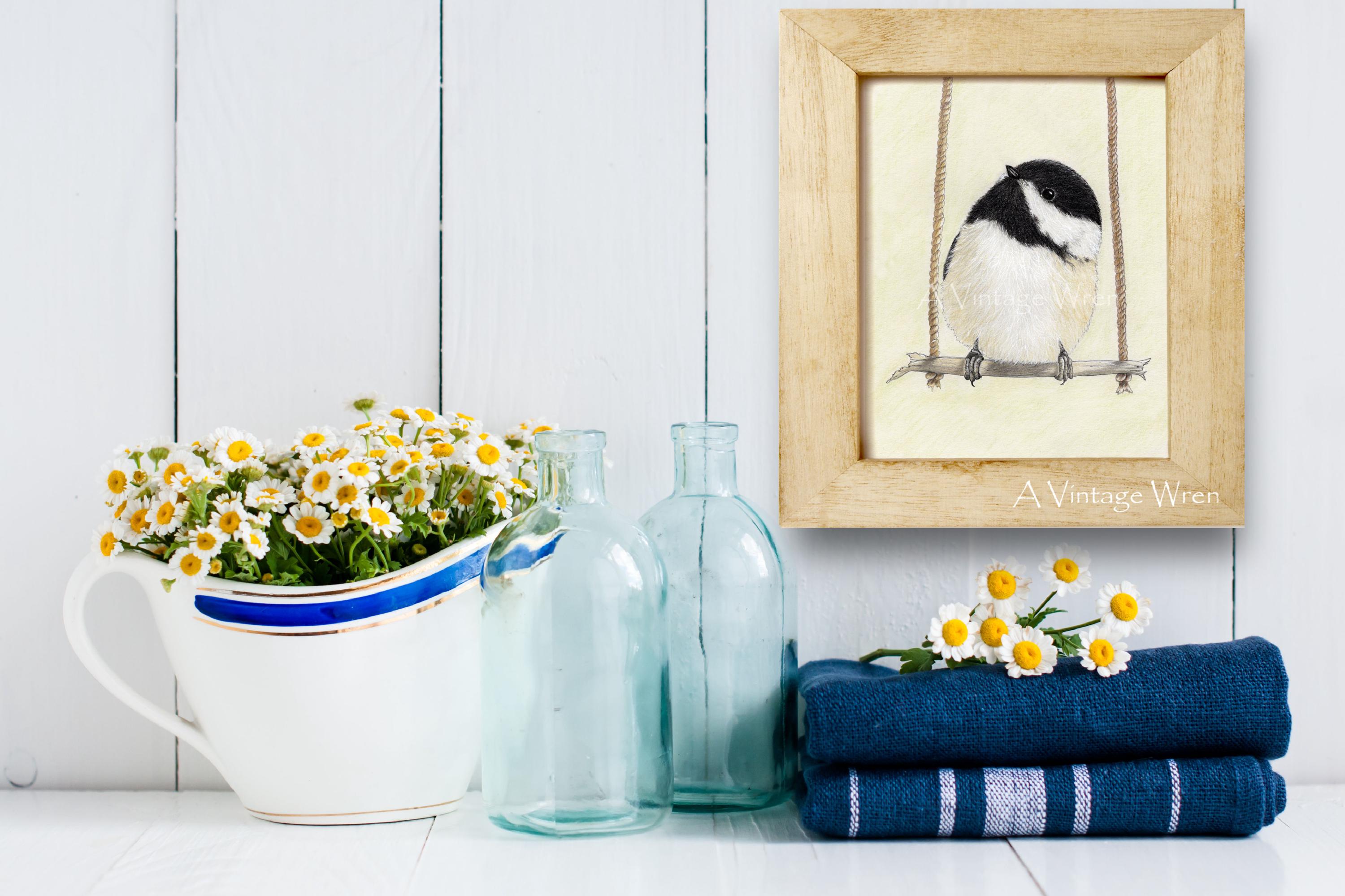 Black Capped Chickadee Art Print: Original Colored Pencil Bird ...