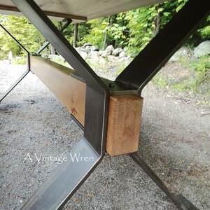 Industrial Farm table / Wood and Metal Table / modern industrial dining table / custom made in New Hampshire dining table image 6