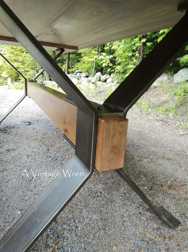 Industrial Farm table / Wood and Metal Table / modern industrial dining table / custom made in New Hampshire dining table image 6