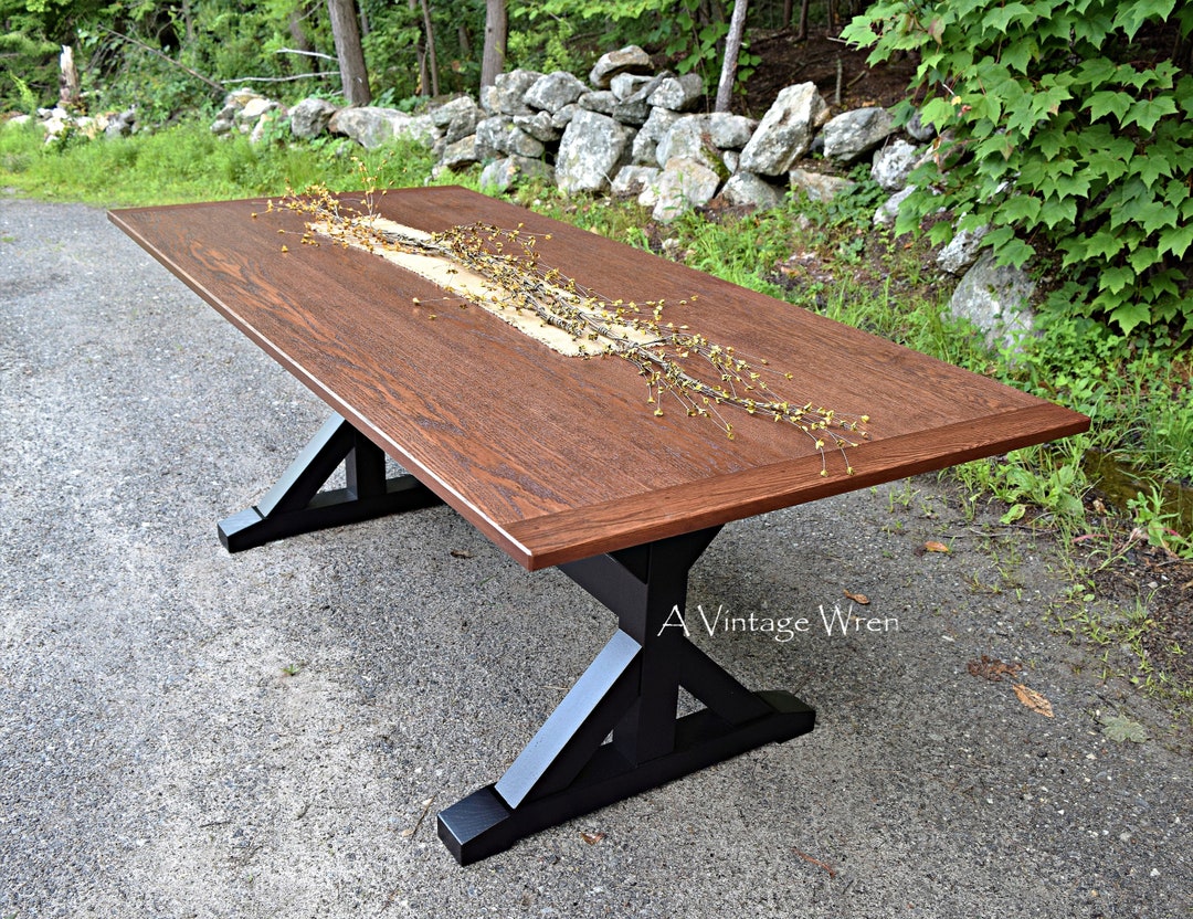 Rustic Wood X Trestle Table/ Made in New Hampshire Dining Etsy