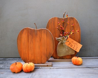 Rustic wooden pumpkin / Wood Pumpkins Set / Rustic Fall decor / Pumpkin cutout / Primitive fall decor