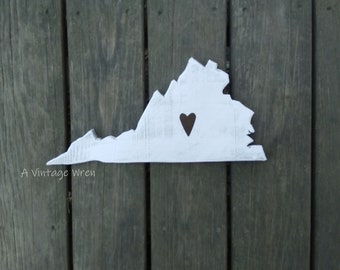 Wooden state Cutout/ Virginia decor/ VA map/State sign/Wood sign