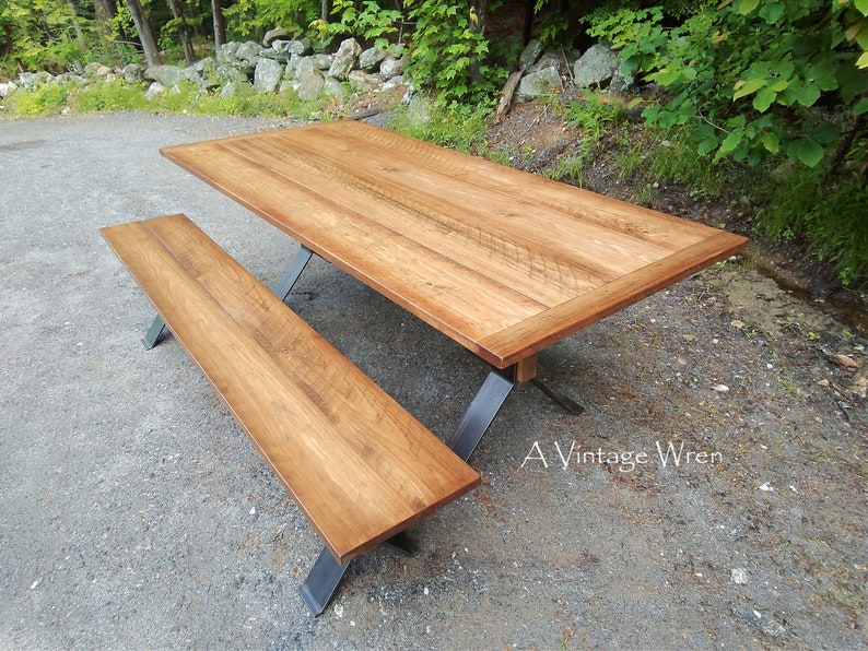 Industrial Farm table / Wood and Metal Table / modern industrial dining table / custom made in New Hampshire dining table Bild 7