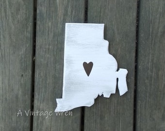 Wooden state Cutout/ Rhode Island Wall Art/ RI map/State sign/Wood sign