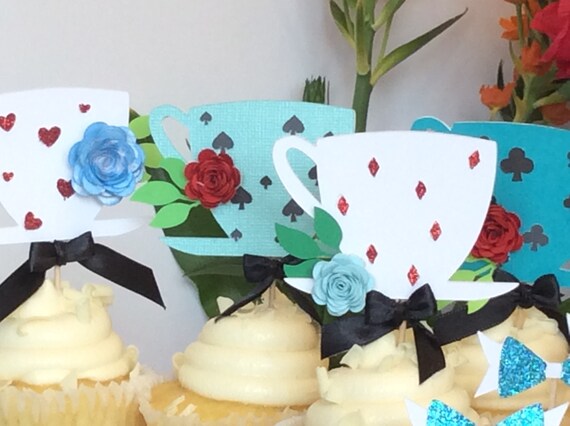 Alice In Wonderland Tea Cup Cupcake Toppers Alice In Wonderland