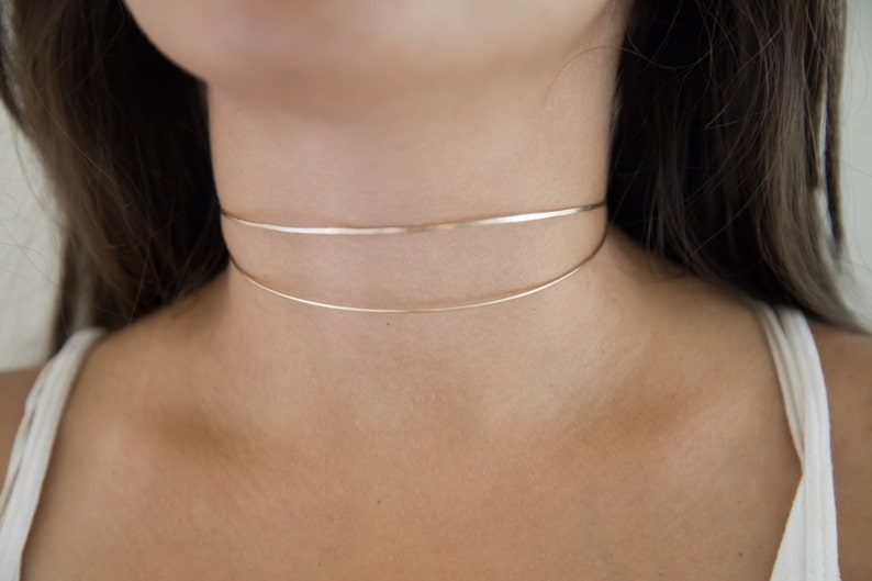 Gold Fill Hammered Choker Halo Choker Bar Choker Gold Bar Choker Choker Necklace Collar Necklace Layering Necklace