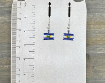 Beaded Salvador flag earrings with silver