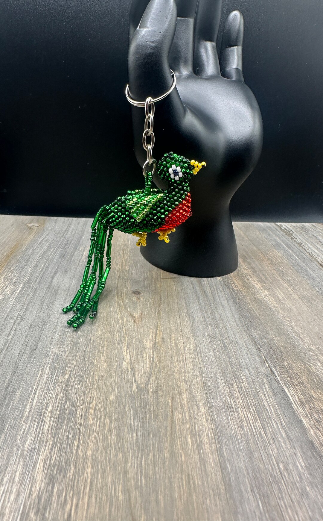 Beaded Quetzal Bird Keychain Etsy