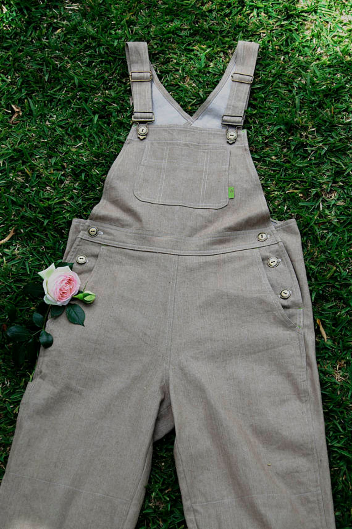 Denim Overalls Khaki Denim Etsy