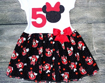 Minnie Mouse Dress, 5T Minnie Birthday Dress- Girl's Dresses, Minnie Mouse Birthday, Minnie Dress. READY TO SHIP!