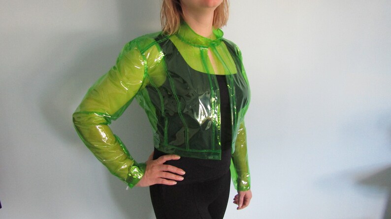 semi transparent cropped jacket