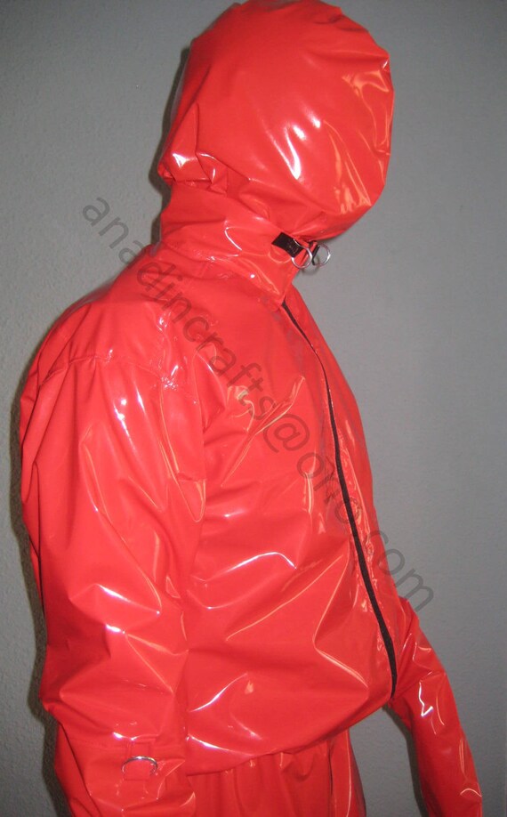PVC Lockable Body Suit & Hood 100 PVC 3way zip. Available in Etsy