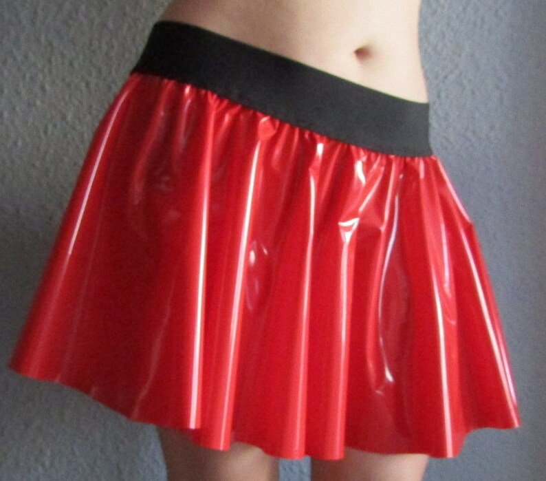 red pvc skater skirt