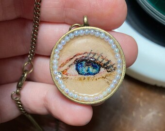 CUSTOMIZABLE Necklace Jeweled Lover's Eye Portrait