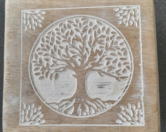 TREE OF LIFE Mango box 10 cm X10 cm | Incense holder | Jewellery box | Crystal Holder | Tree of Life