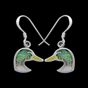 Duck Earrings • Sterling Silver • Mallard Design • Navajo Inspired