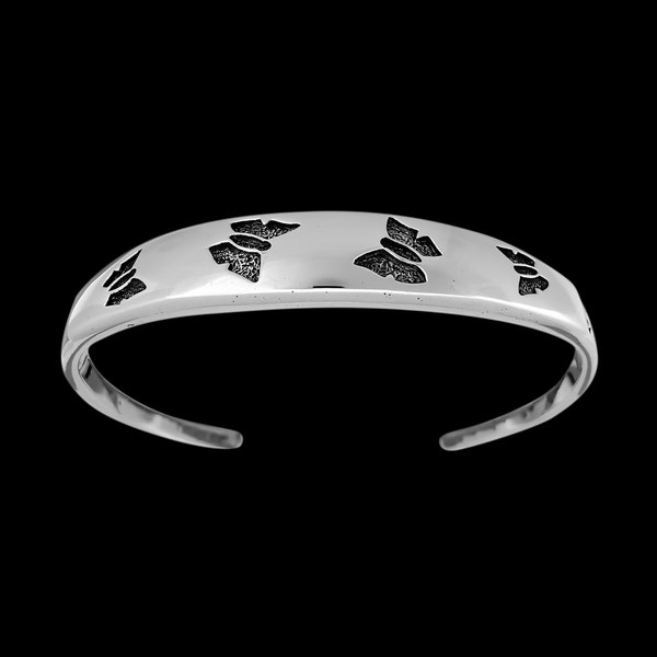 Butterfly Cuff Bracelet • 925 Sterling Silver • Navajo Handcrafted • Native American Jewelry