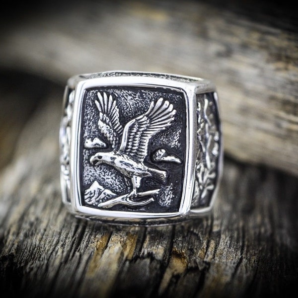 Eagle Ring, Mountain Ring, 925 Sterling Silver Ring, Size 7 Ring