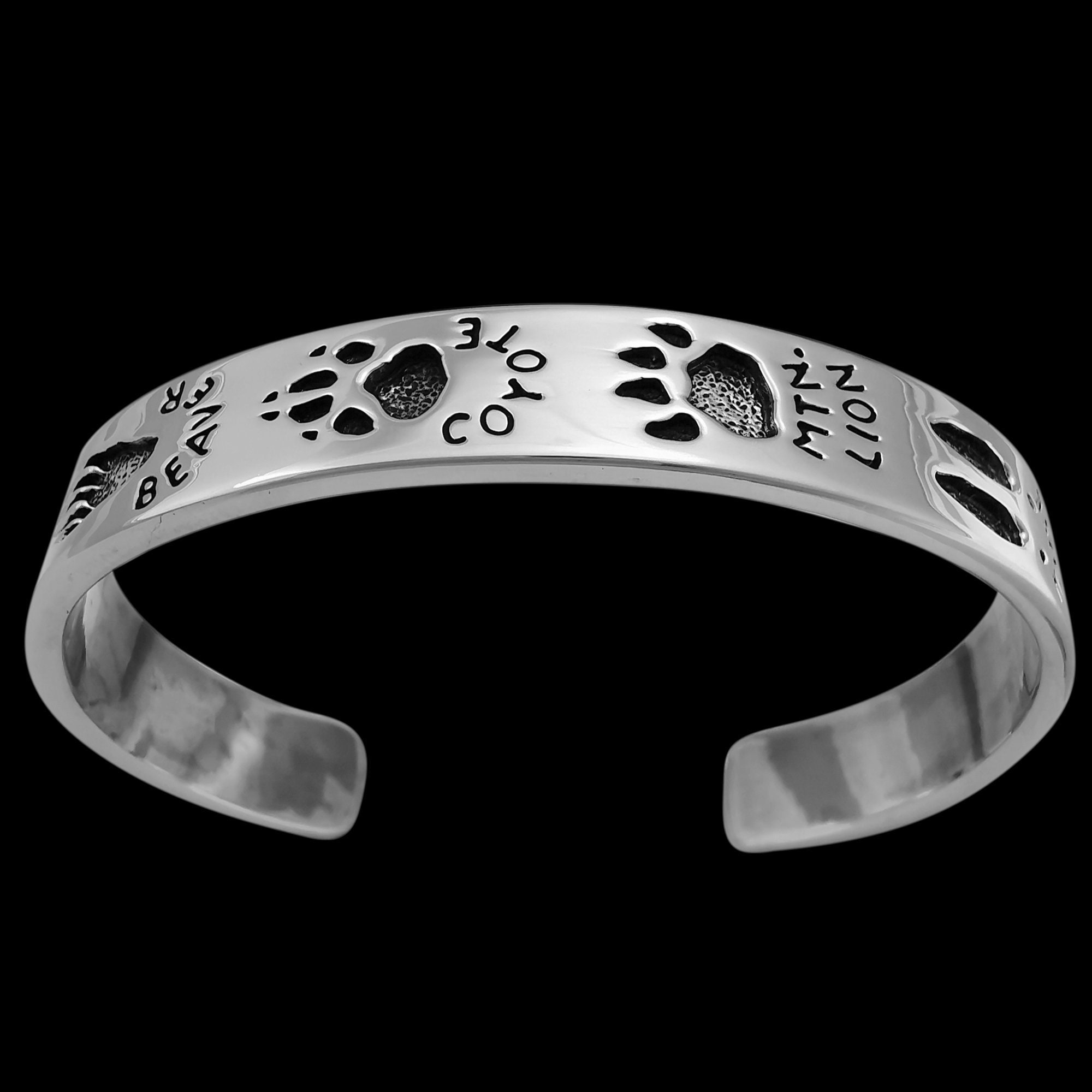 Cuff Bracelet 925 Sterling Silver Animal Tracker Bracelet Etsy