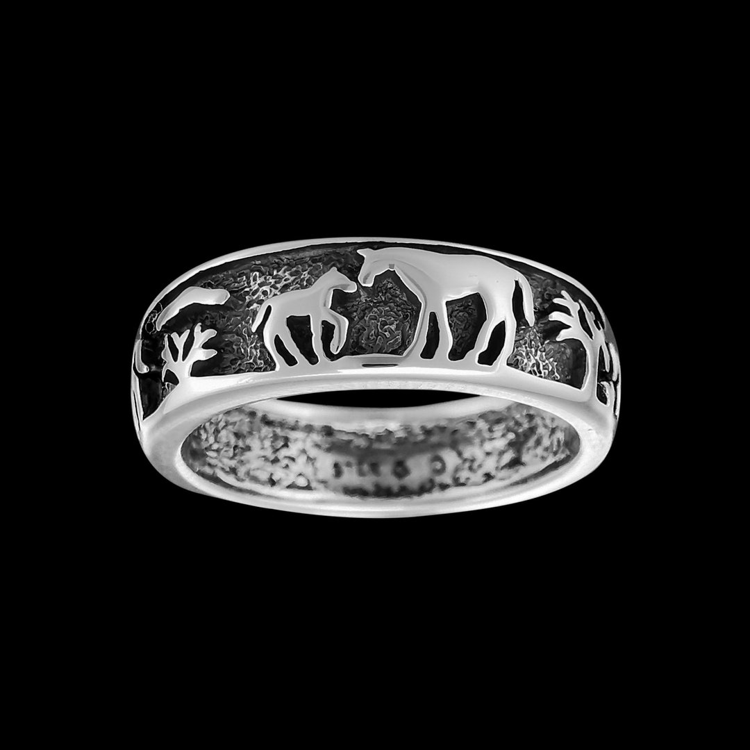 Native American Horse Band Ring Sterling Silver Size 515 Etsy