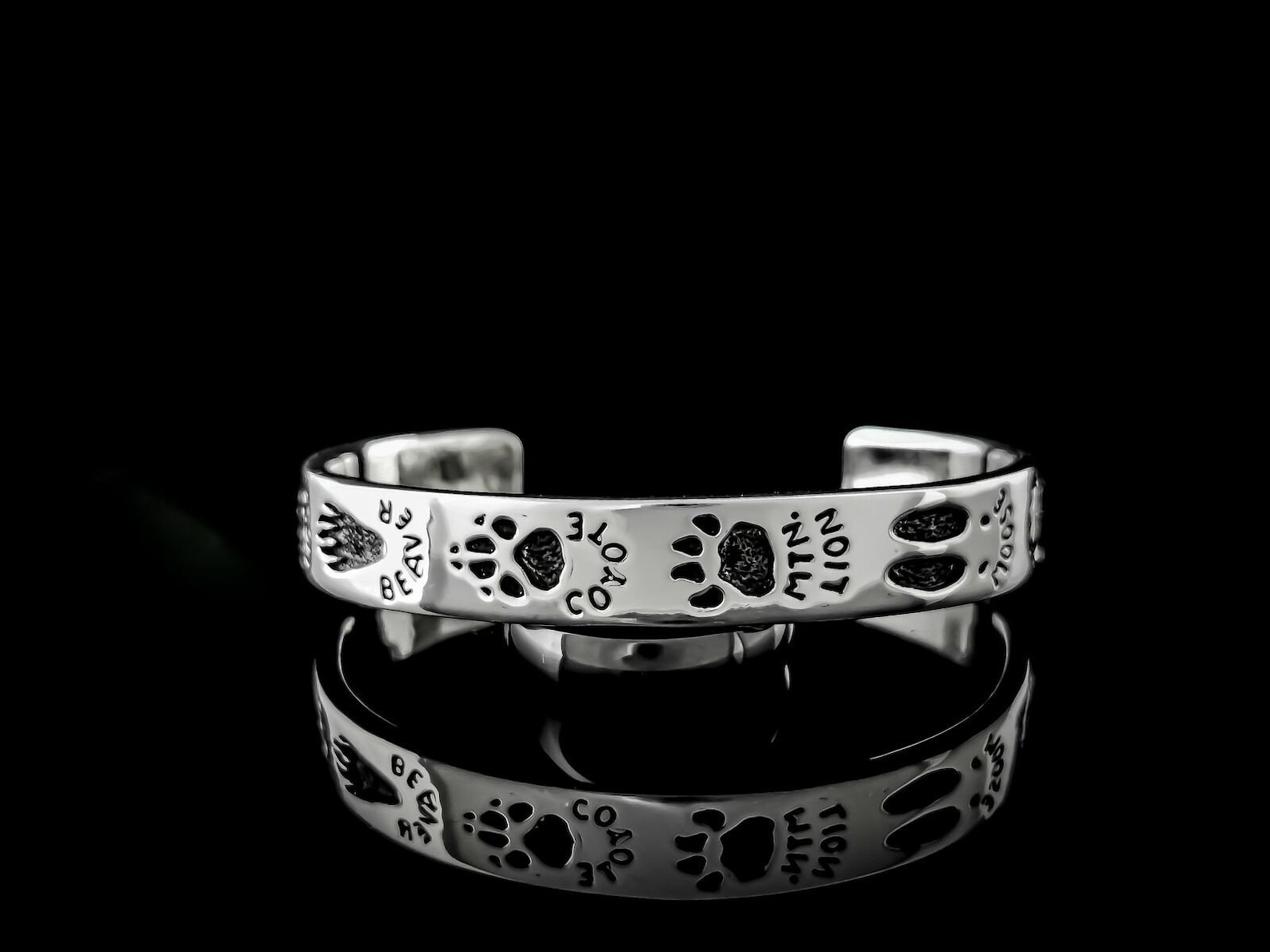 Cuff Bracelet 925 Sterling Silver Animal Tracker Bracelet Etsy