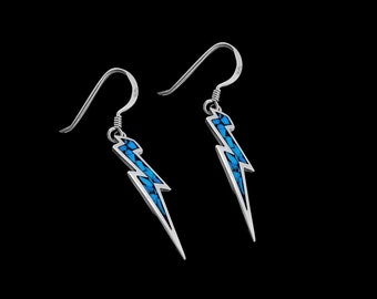 Lightning Bolt Earrings, 925 Sterling Silver, Thunder Earrings, Storm Dangle Earrings