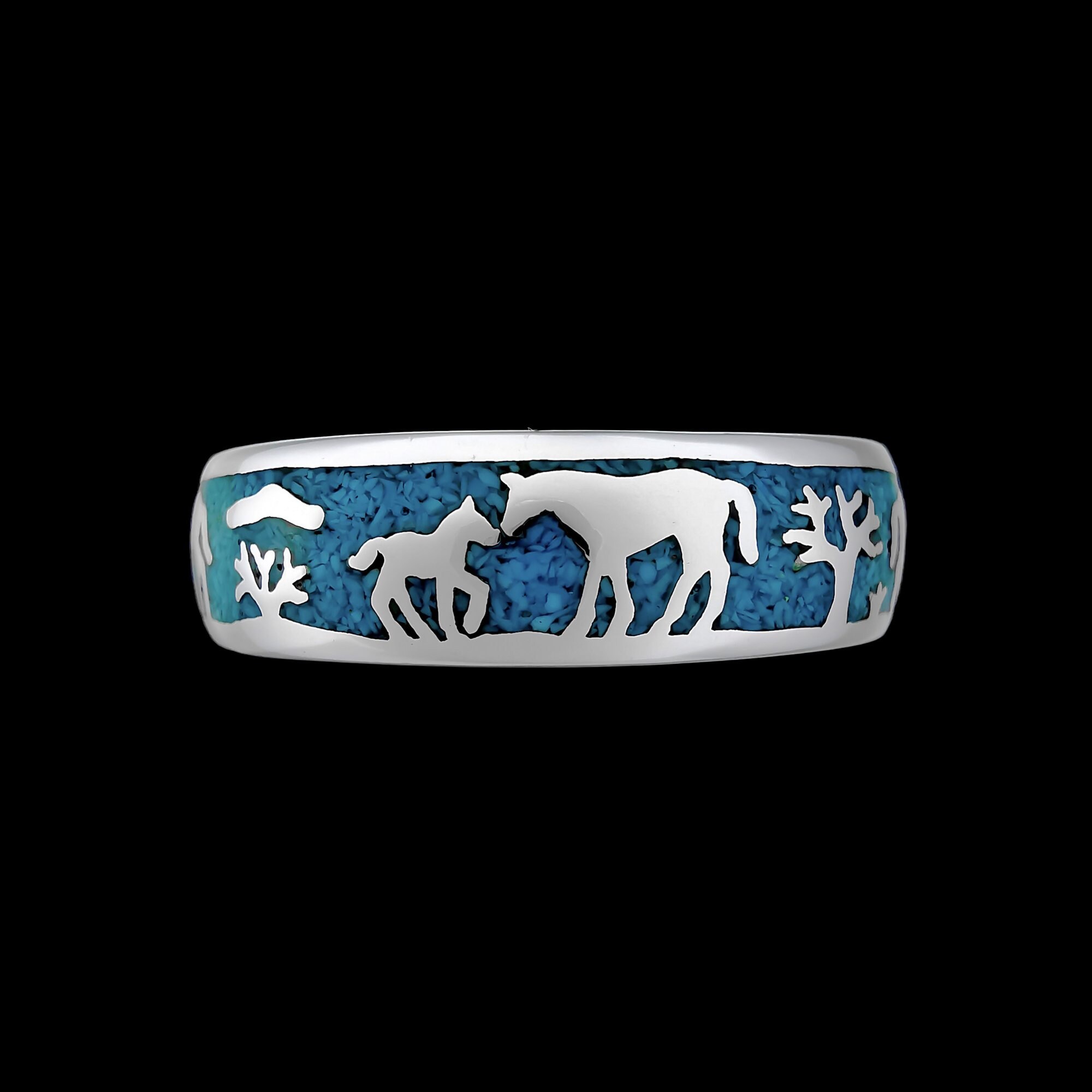 Horse Ring 925 Sterling Silver Ring Colt Ring Turquoise Etsy