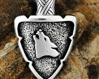 Wolf Pendant, 925 Sterling Silver, Howling Wolf Pendant