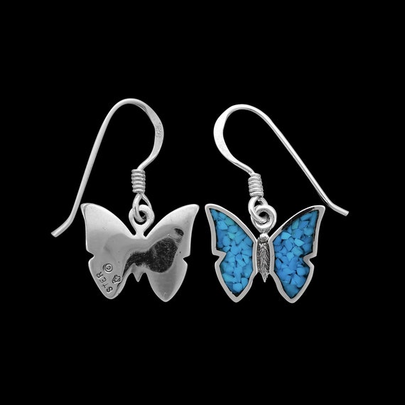 Silver Blue Butterfly Stud Earrings - 9mm - F0399 | F.Hinds Jewellers