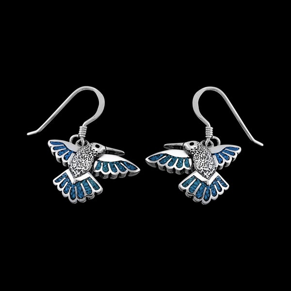 Hummingbird Earrings • 925 Sterling Silver • Navajo Handcrafted • Native American Jewelry