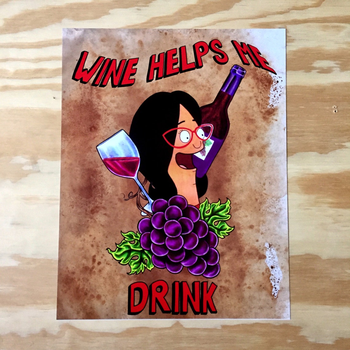 Wine Helps Me Drink Poster Print Etsy