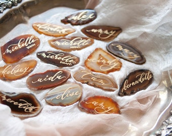 2"-3" Natural Agate Slices Name Cards