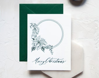A2 Folded Letterpress Merry Christmas on Cotton Paper
