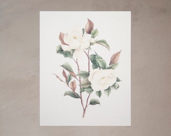 Magnolia Watercolor Artprint 8"x10"