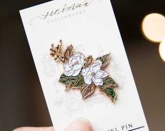 White Southern Magnolia Soft Enamel Pin