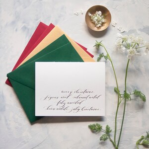 Cartes de Noël calligraphiées à presse sur papier de coton Cartes de vœux pliées A2