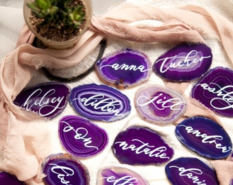 2"-3" Purple Agate Slices Name Cards