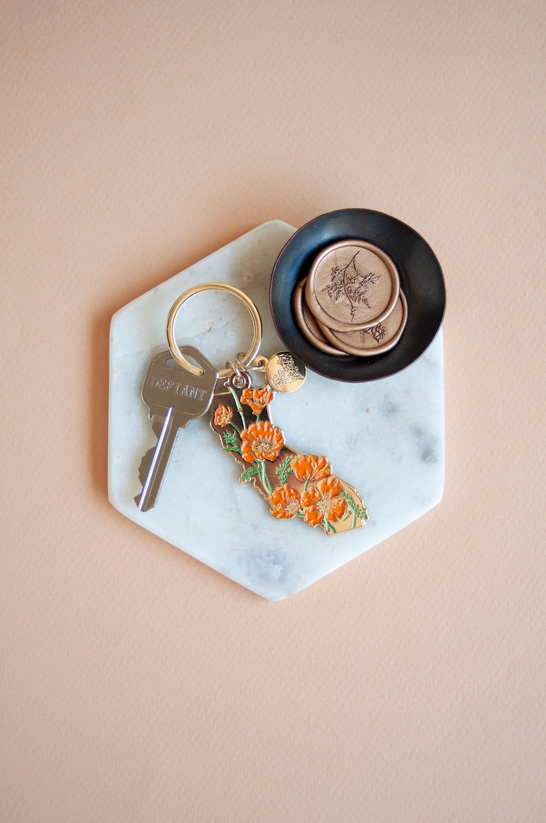 Gold California Poppy Soft Enamel Keychain image 4