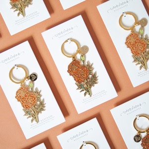 Orange Marigold Soft Enamel Keychain